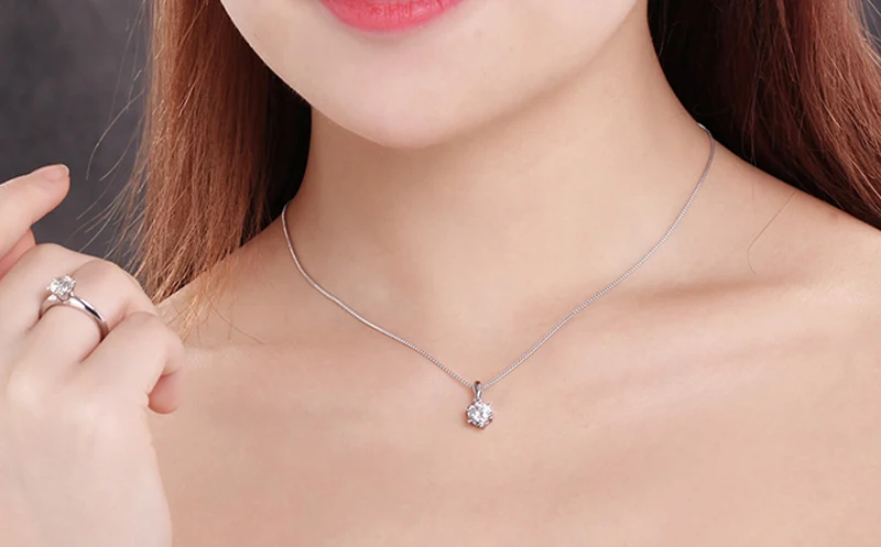 1.5 Carat Lab Diamond Solitaire Pendant Necklace Tibetan Silver S925 Choker Statement Necklace Women Gift Fashion Jewelry