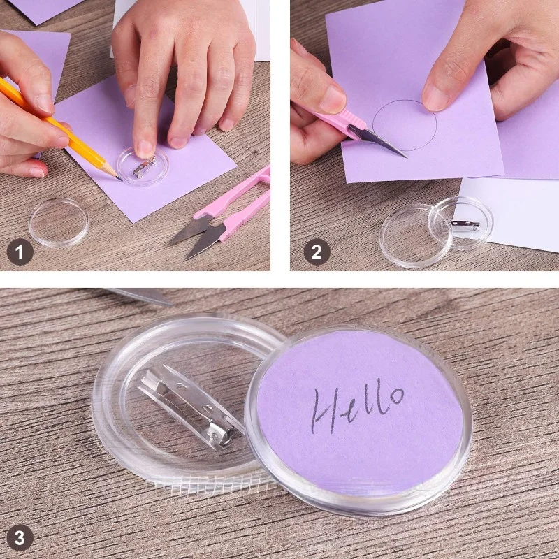 Badge Parts Badge Pin Button Making Supplies 10Pcs Handmade Acrylic Round Button Pin Badge Clear Kit Craft Painting DIY Making