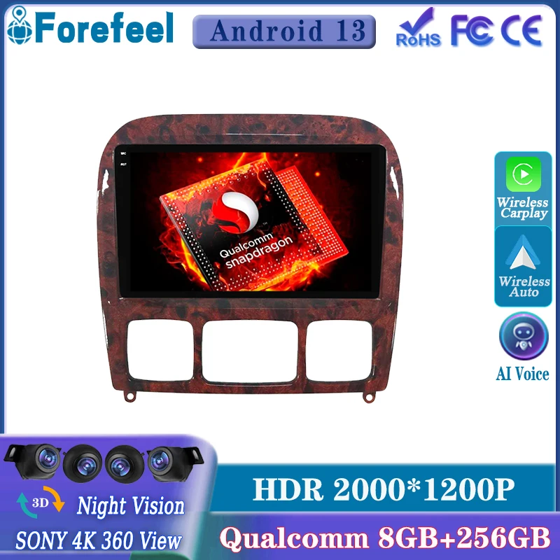 

Android13 Qualcomm For Mercedes Benz S Class W220 S280 S320 S350 S400 S430 S500 S600 S55 AMG Car Radio Multimedia Video Player