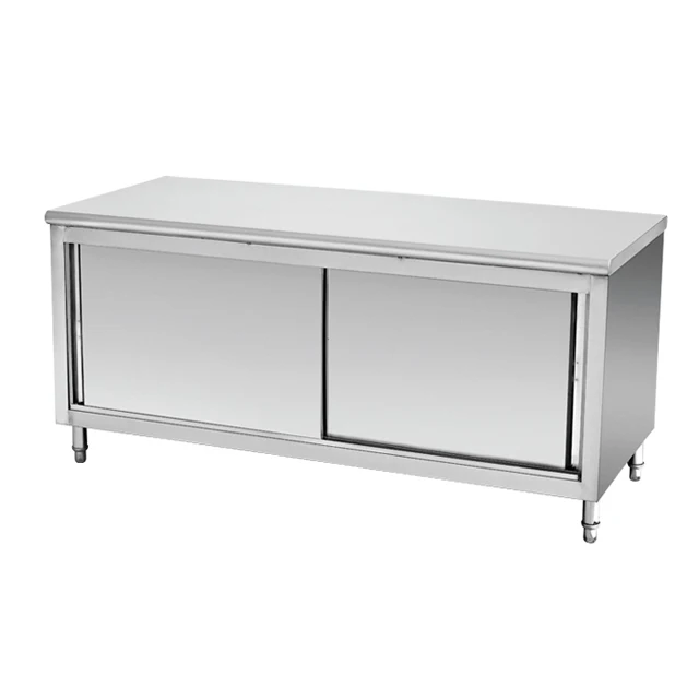 Commercial Kitchen Storage Cabinet Stainless Steel Multipurpose Work Table for Hotels and Bars Gas Heating Wood Material