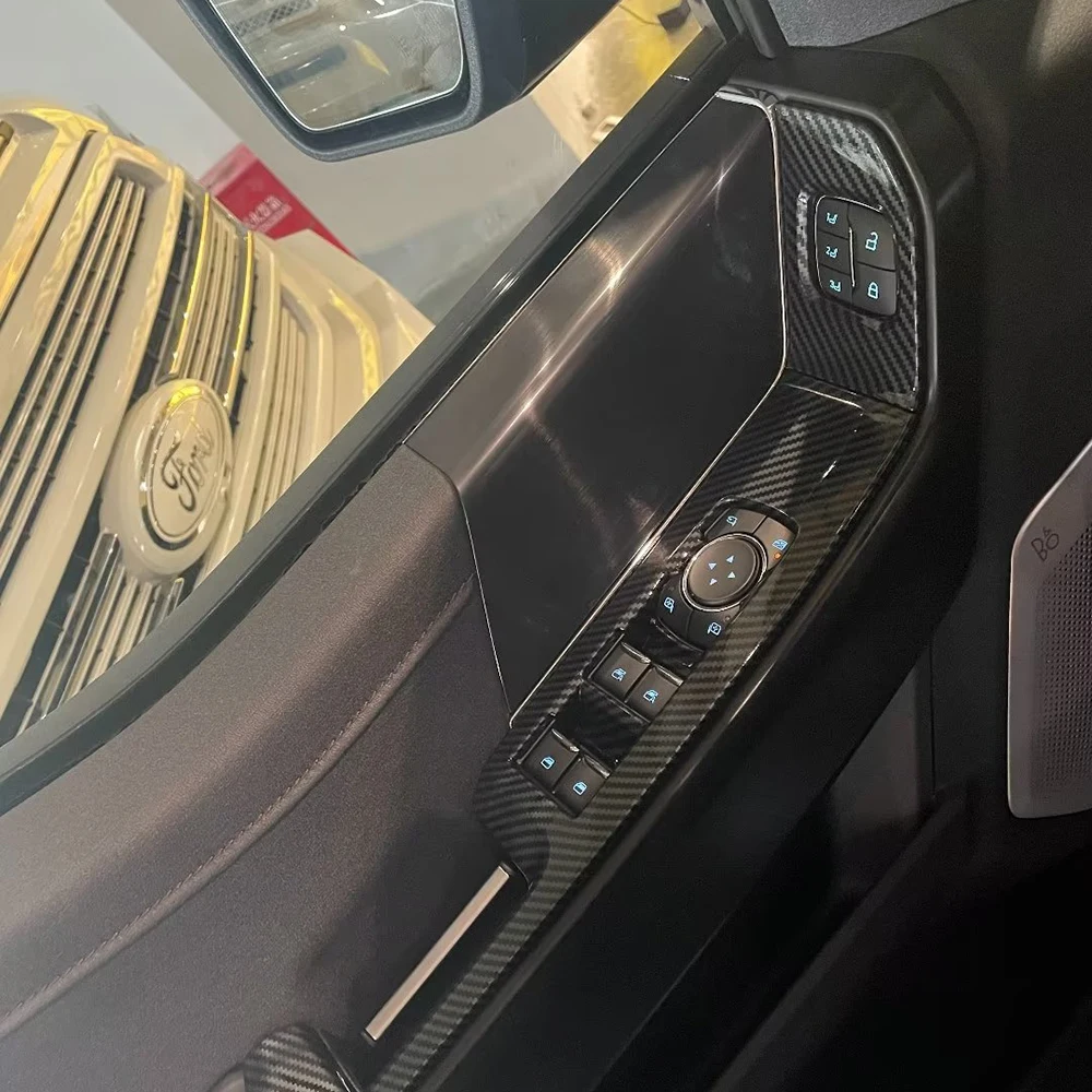 

Аксессуары для интерьера для Ford F150 F-150 Raptor 2021 2022 2023 ABS, углеродное волокно, кнопка переключения стеклоподъемника, панель, крышка, отделка LHD