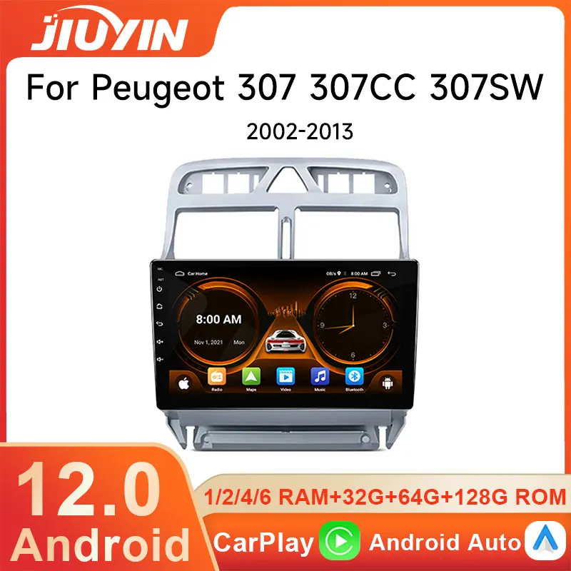 JIUYIN автомобильный радиоприемник для Peugeot 307 307CC 307SW 2002 - 2013 Беспроводной CarPlay Android Автомобильные интеллектуальные системы No 2 din 2din DVD