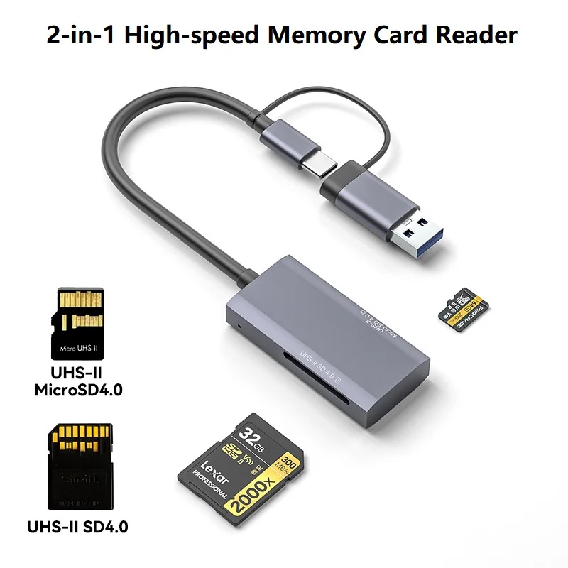 SD 4.0 Card Reader USB C to Micro SD Card Adapter memory card reader for SD/Micro SD/SDHC/SDXC/MMC/UHS-II/UHS-I