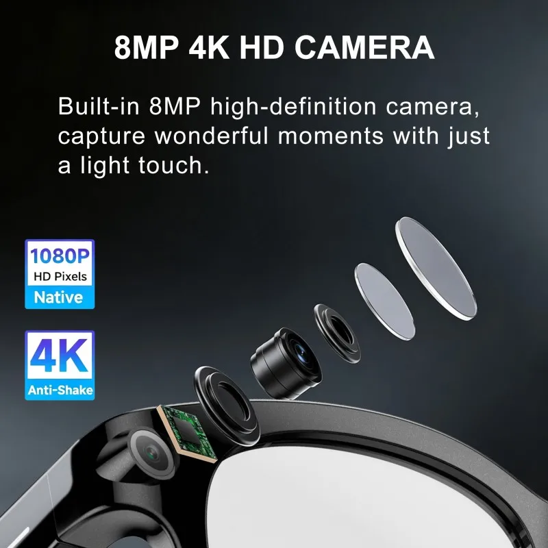 Smart AI Glasses with 1080P HD Camera – ChatGPT Voice Assistant, Bluetooth Calling, 32GB Storage, Language Translation & Music Smart Sunglasses 3