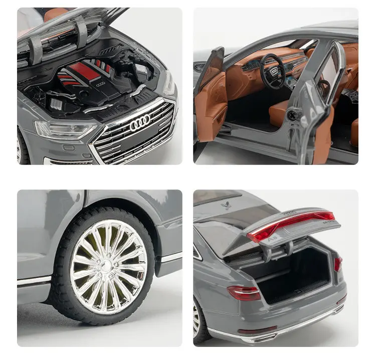 1:24 Audi A8 High Simulation Diecast Metal Alloy Model Car Sound Light Pull Back Collection Kids Toy Gifts 22 Undefined