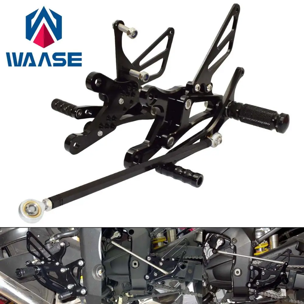 

WAASE Черный Мотоцикл CNC Регулируемые задние ножки для ног Набор для YAMAHA YZF R1 1998 1999 2000 2001 2002 2003