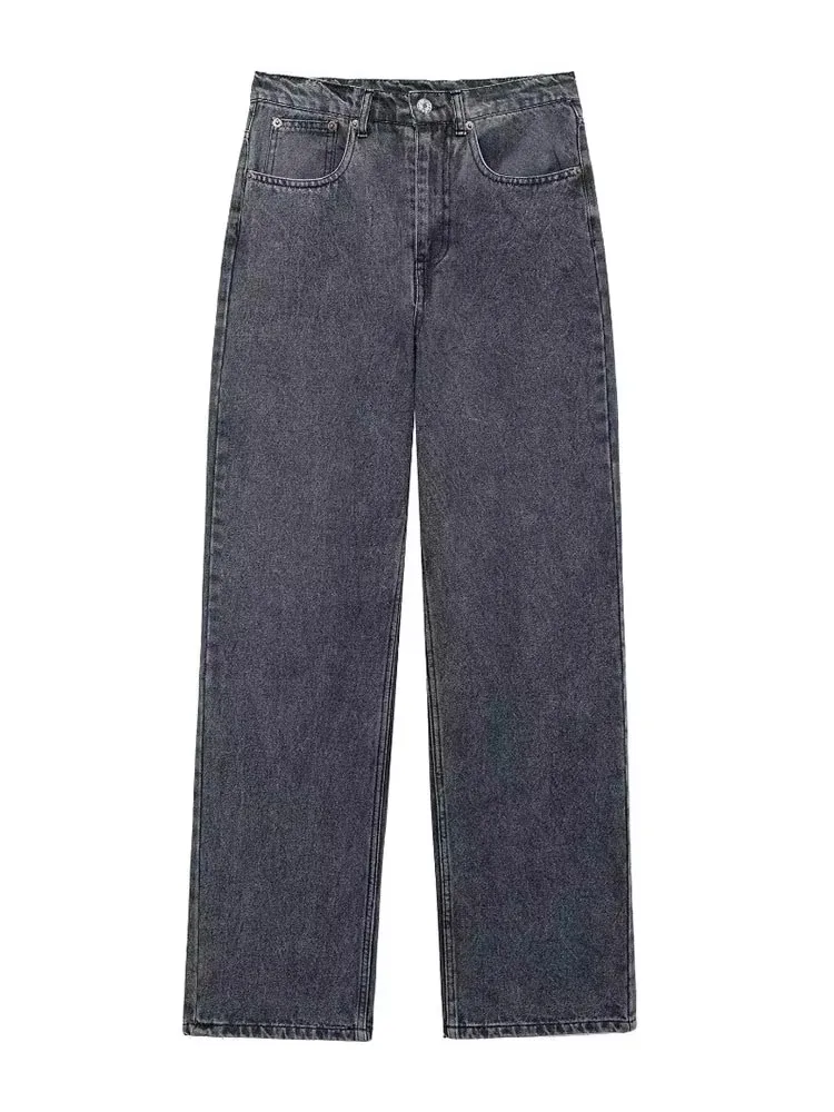 HH Women Broken Holes Decorated Jeans Patchwork High Waist Trousers Denim Pant For Woman Vintage Fashion High Street Jeans