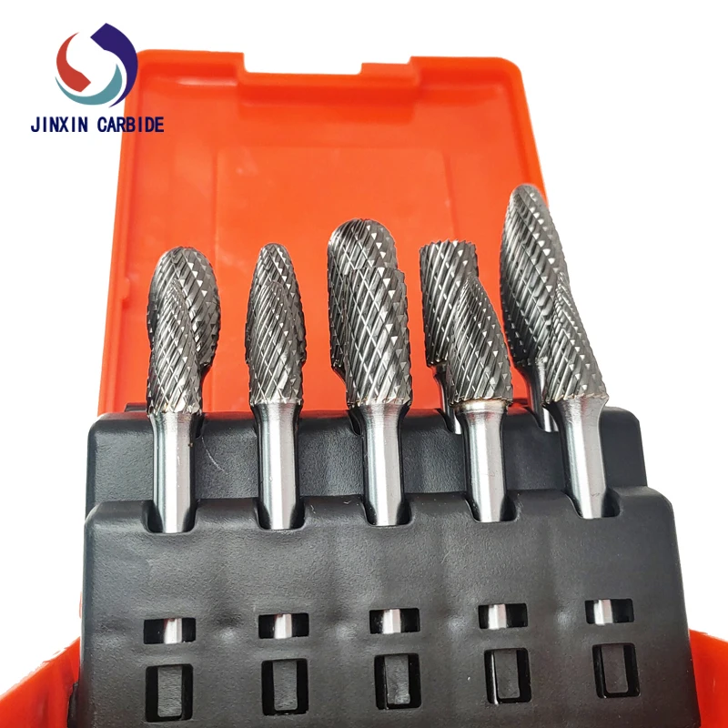 Manufacturer Porting Tools 6mm 10pcs Double Cut Solid Tungsten Carbide Burr Cutter Fiber Dental Carbide rotary file large tool bag