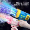One Pack Of Children's 40 Holes Rocket Launcher Handheld Portable Electric Automatic Bubble Gun LED Light For Boys And Girls 2