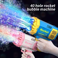 One Pack Of Children's 40 Holes Rocket Launcher Handheld Portable Electric Automatic Bubble Gun LED Light For Boys And Girls 2