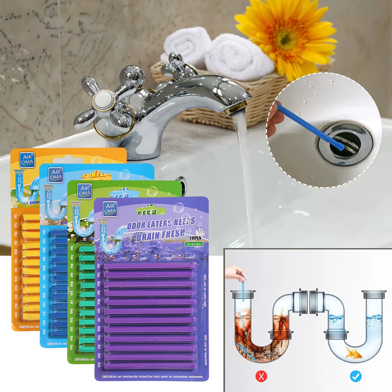 12pcs/set Pipe Cleaning Sticks Sewer Hair Cleaner Pool Cleaning Brush Water Pipe Dredge Tool Bathtub Drain Cleaner Home Supplies