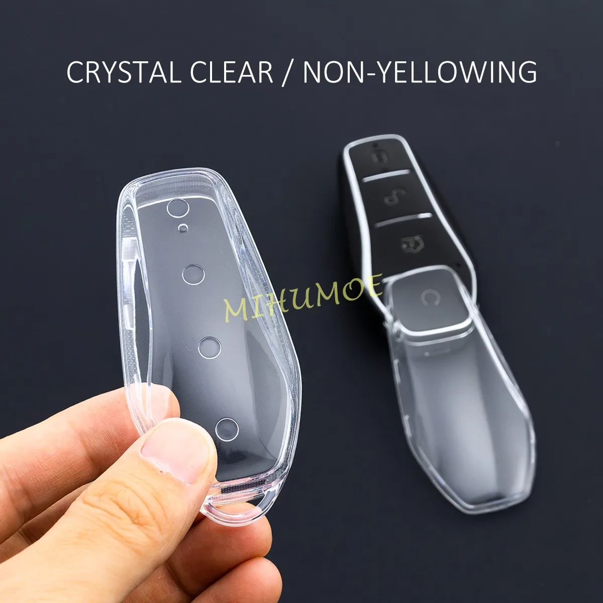 Black/Clear Transparent 4-Button Car Key Fob Protective Case - Set of 2