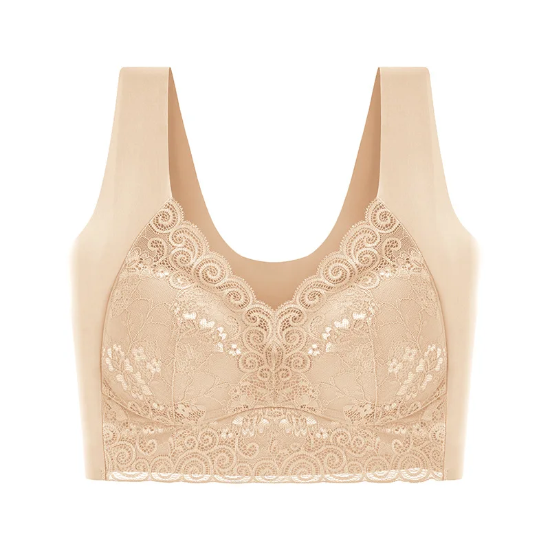 Women Lingerie Bra Lace Trackless Sports Thin Breathable Soft Comfortable Casual No Underwire V-Neck