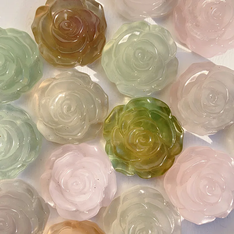 

Изысканный цветок розы Reiki для мужчин и женщин, натуральный кристалл флюорита, ручная работа, подарок на День Святого Валентина, 1 шт.