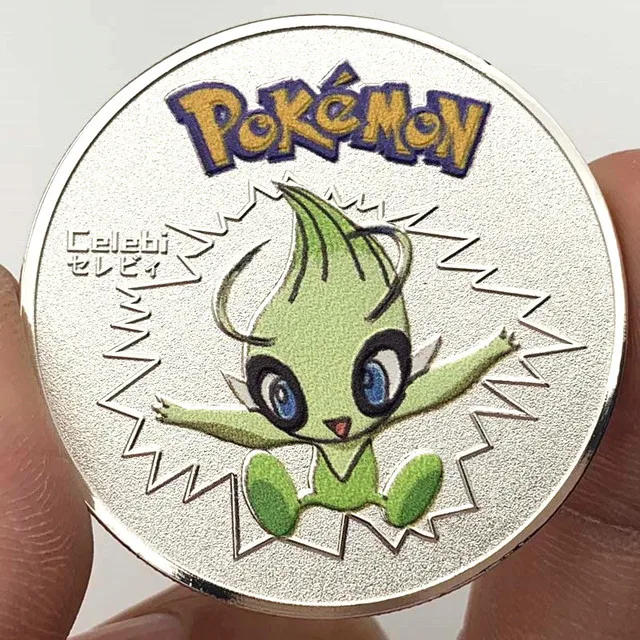 Pokemon Anime Gold Plated-Silver Plated Collectible Coin + Acrylic Case Pikachu Venusaur Eevee Charizard Game Coin Birthday Gift 3