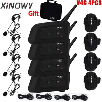 XiNOWy 4PCS V4C Referee Headset Bluetooth Intercom Full Duplex 1200M Football Soccer Earhook Earphone Interphone with Handbag 1