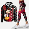 Disney-Sweat à capuche imprimé Minnie Mouse pour femme, ensemble à capuche 3D, pantalon de yoga Minnie, leggings, mode décontrac 3
