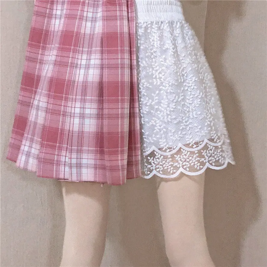 Safety pants Lace Shorts Soft Women 2 Layers Underskirt Shorts High Waist Casual White Elegant Loungewear
