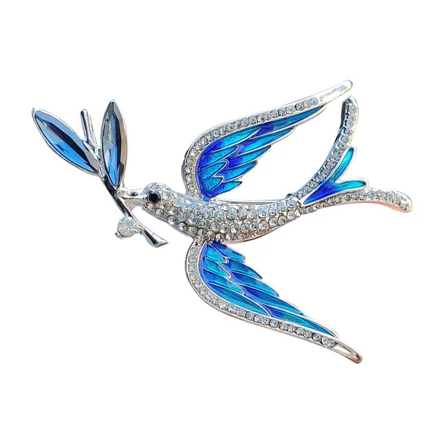 Broche De Pájaro De Golondrina De Cristal Para Mujeres Y Niñas, Diseño De Concha De Imitación En Tono Dorado, Lindo Animal Para Solapa, Bufanda, Clip, Corbata, Accesorios De Vestido, Joyería De