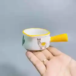 Creative Ceramic Milk Cup and Seasoning Dish, 50ml Mini Pot with Handle - 50ml (YELLOW)
