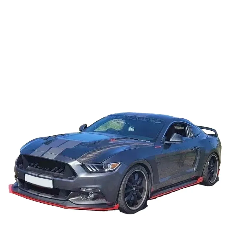 フォードマスタングS550 2015-2018カーボンファイバーブラックリアトランクスポイラーウィング C : カーボンファイバーミラーキャップ 2015-2023 フォード