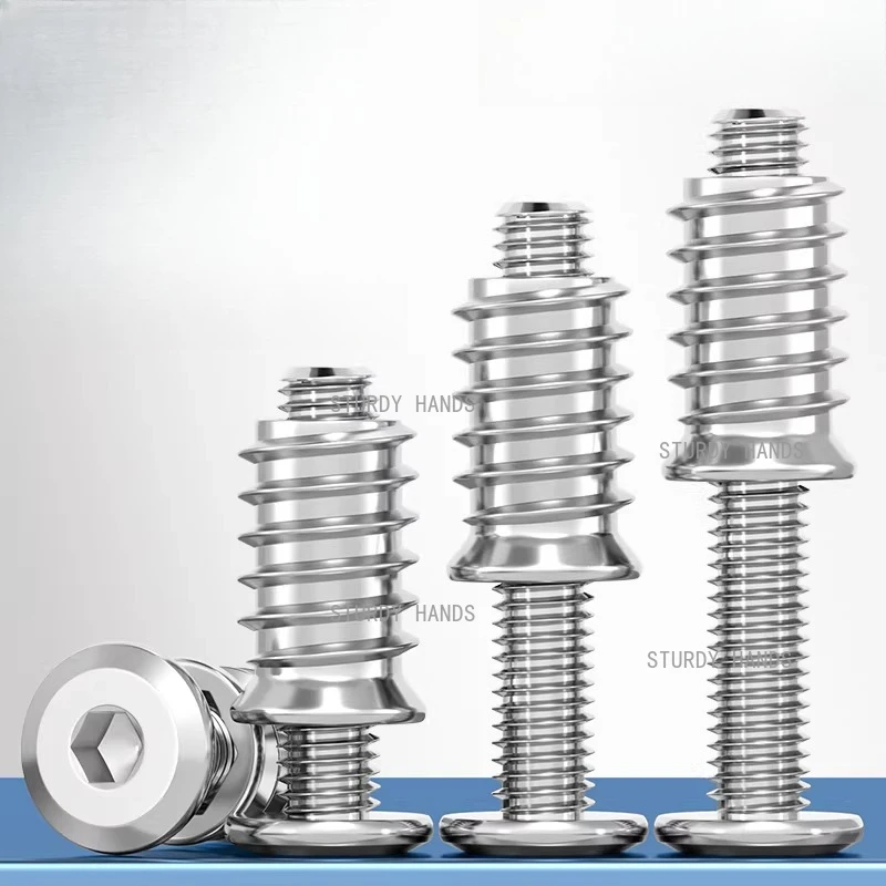 스테인리스 스틸 가구 나사 내외부 나사산 너트  침대 나무판 연결 부품 하드웨어 액세서리