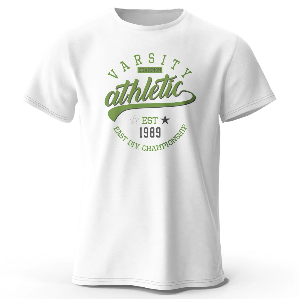 Unisex Vintage Graphic Varsity Cotton T-Shirt - Short Sleeve