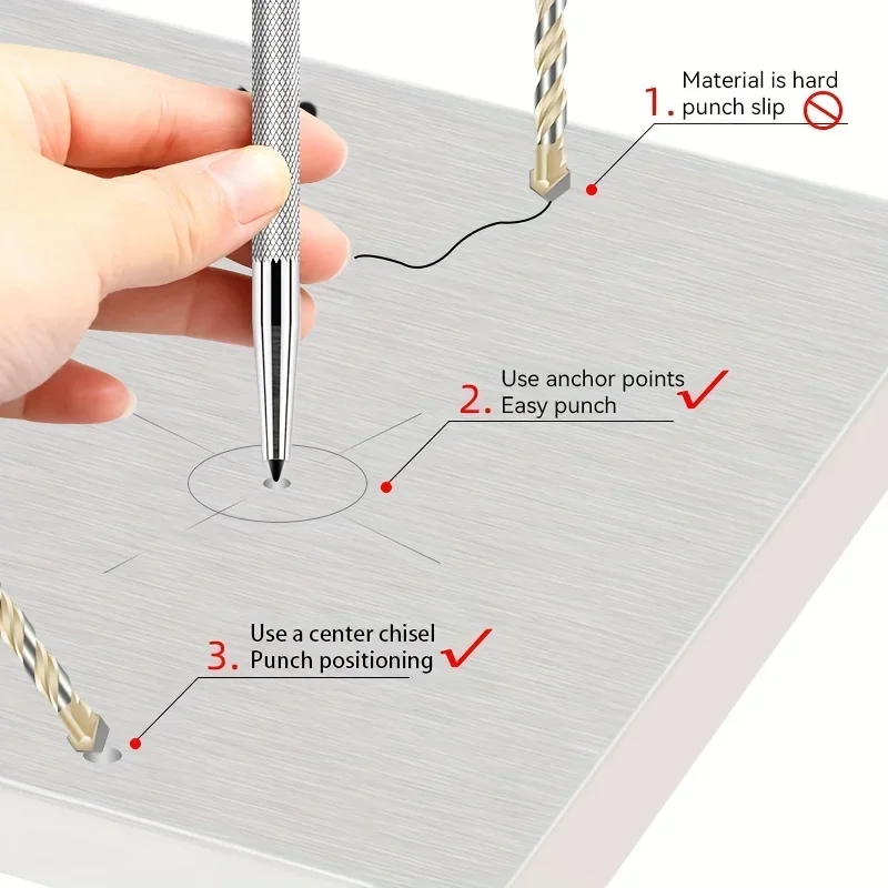 Centre Punch Metal Hardened CR-V Steel Spot Dot Center For Metal Positioning Drill Hole Bit Drill Locator Hole Punch Hand Tools