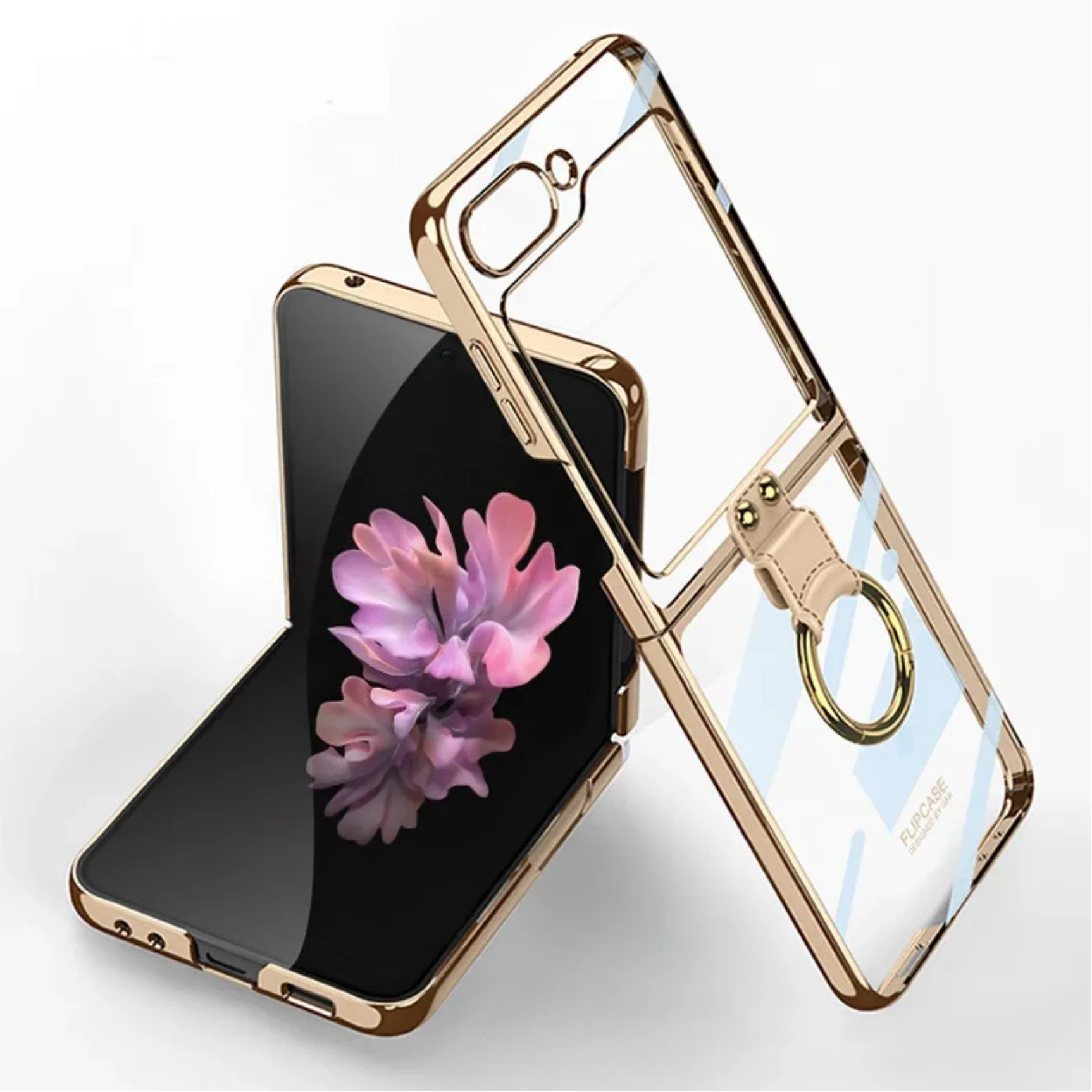 

New electroplated phantom ring holder mobile phone case suitable for Samsung Z Flip6 anti-fall protective cover