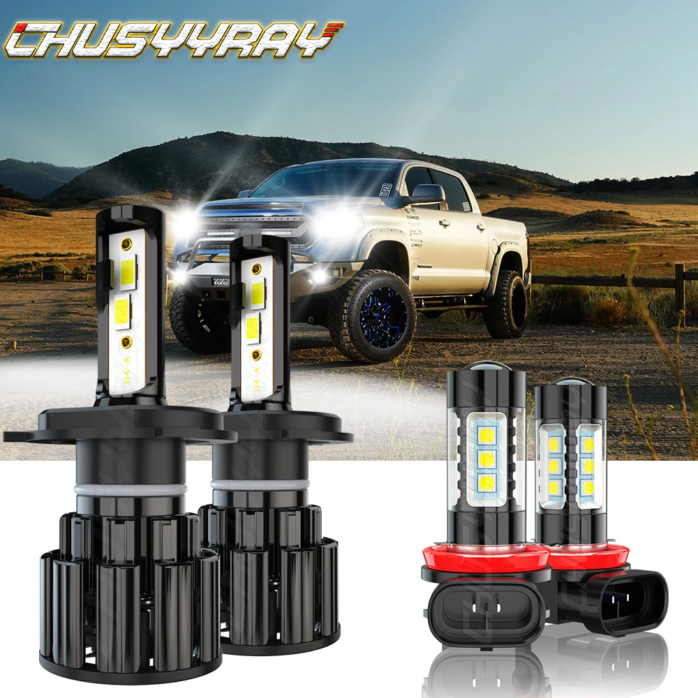 

CHUSYYRAY Compatible For Toyota Tundra 2014-2019 4X LED Headlight High/Low Fog Light Bulbs Kit 6000K Super Bright Car accsesorie