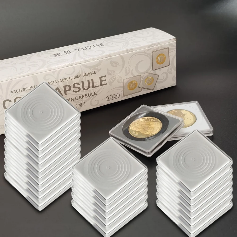 

20 Pcs Coin Capsule Holder With Adjustable Gaskets Organizer Storage Box For Coin Capsule Medal Collection Case Container Boxes