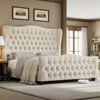 Queen Size 54.3” Tall Platform Bed Frame with Deep Button Tufted Wingback Headboard and Footboard,  ZL 1