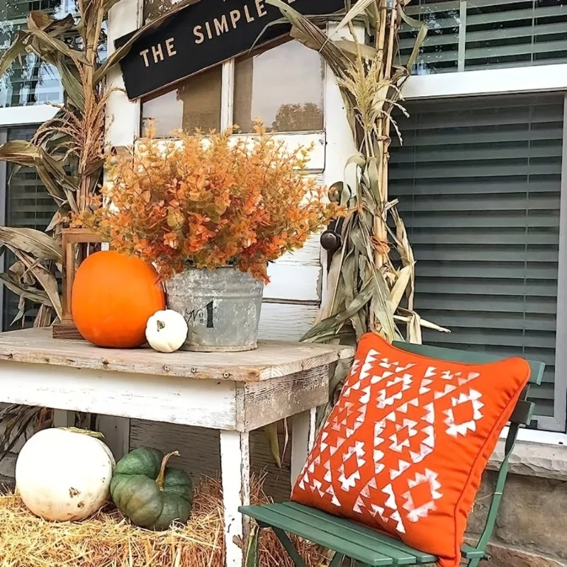 UV Resistant Artificial Eucalyptus Plant for Fall Decor Outdoor Greenery Home Garden Decoration with Realistic Faux Bushes