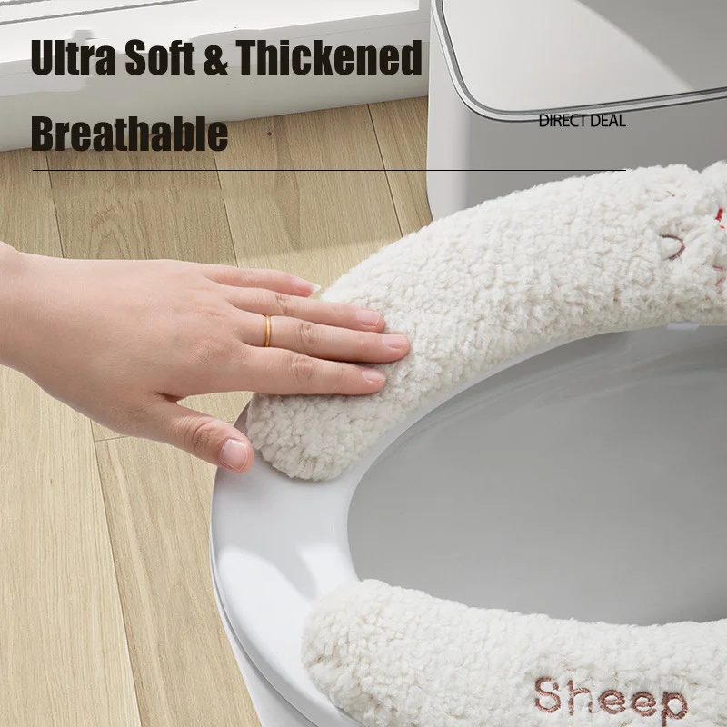 2Pairs Cute Toilet Seat Covers Thickened Winter Warm Universal Seat Cushion With Handle Reusable Kids Toilet Training Seat Mat 3