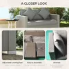 Patio Wicker Loveseat with Cushions, 2-Seat Outdoor PE Rattan Couch, Sofa with Throw Pillows for Porch, Backyard, Garde 5