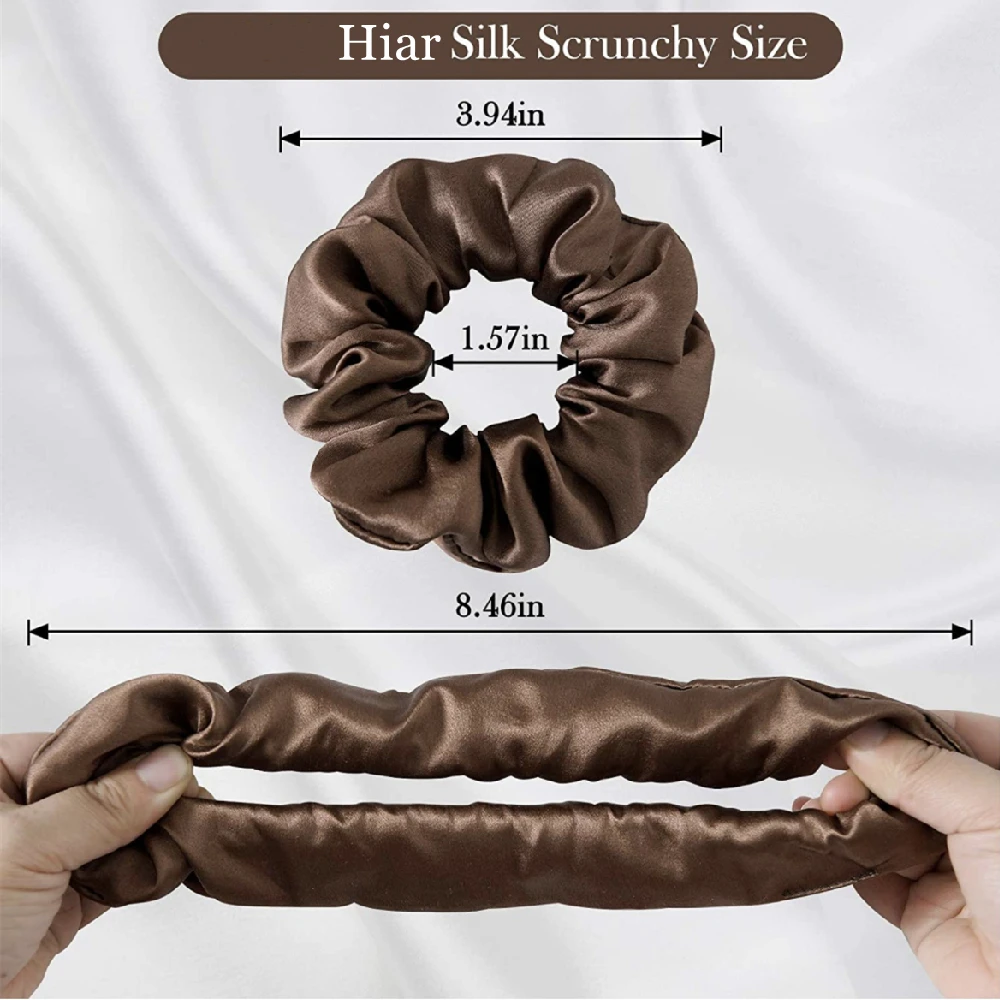 3 Stück 100 % natürliche Seide Damen Haargummis Hochwertige Haargummis (19 Momme) Damen Große Haarbänder Haarschmuck – Detail 10