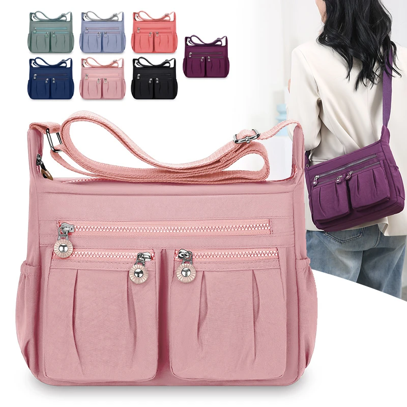 Ladies' shoulder bag, equipped with adjustable shoulder strap, multiple zippered compartments, polyester lining, and can be matc