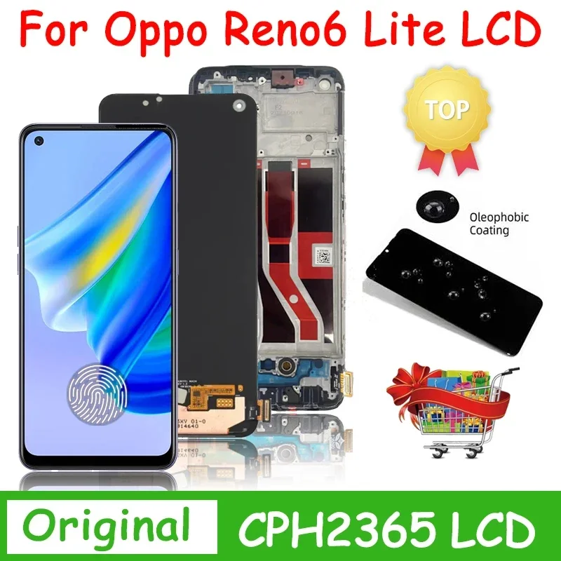 6,43 'оригинальный AMOLED для Oppo Reno6 Lite CPH2365 ЖК-дисплей с сенсорным экраном для OPPO Reno 6 lite 6 lite дисплей в сборе