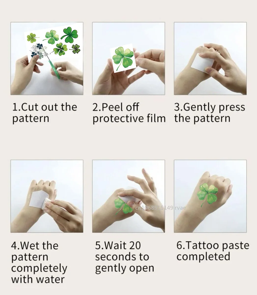 10sheets Cartoon Lucky Clover Temporary Tattoo Stickers for St Patrick's Day Party Decoration Kids Creative Gifts Party Favors