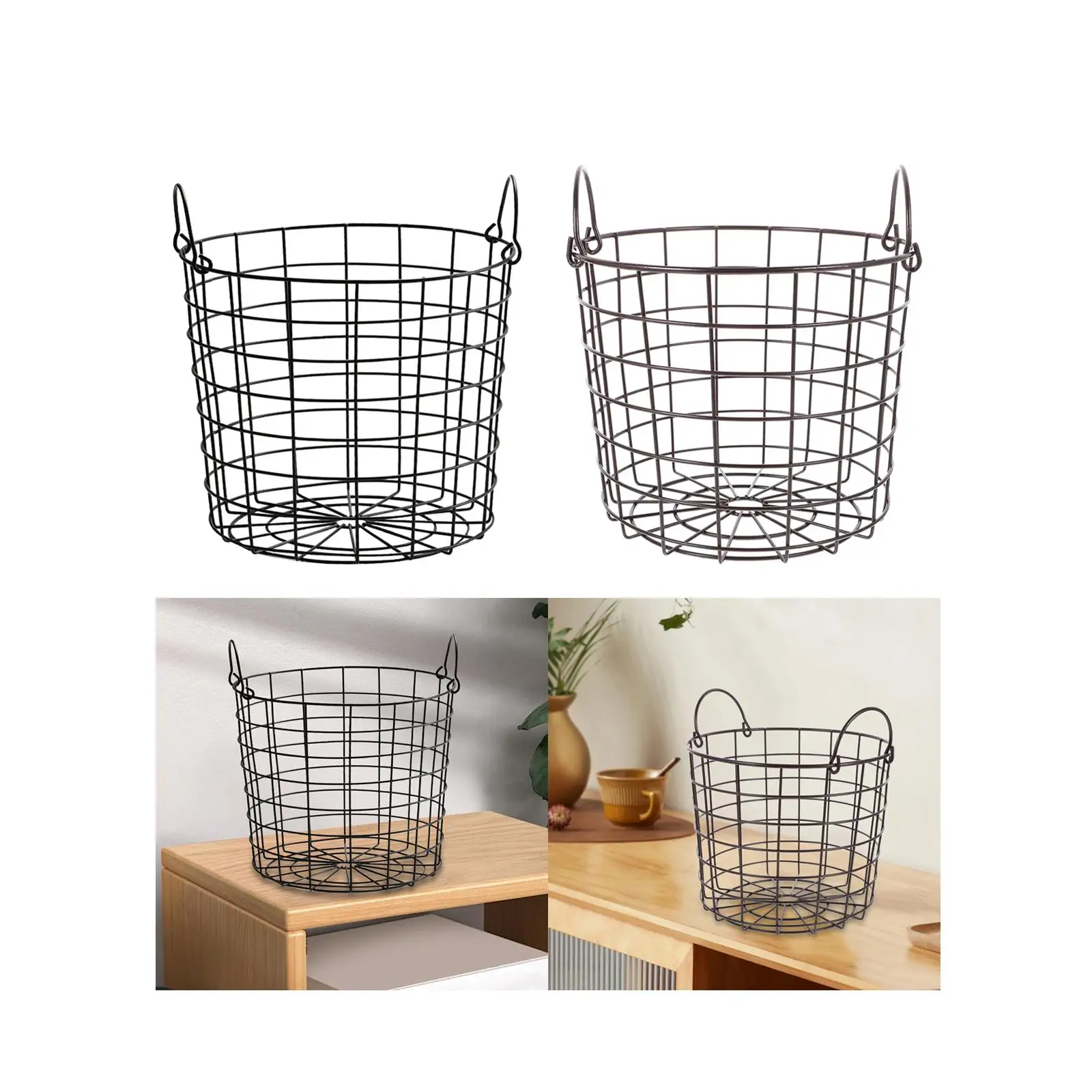 4 Cestini Portaoggetti In Ferro Bianco - Pratici, Con Manici, Per Cucina, Armadio, Bagno - 28x22x12 Cm - 4