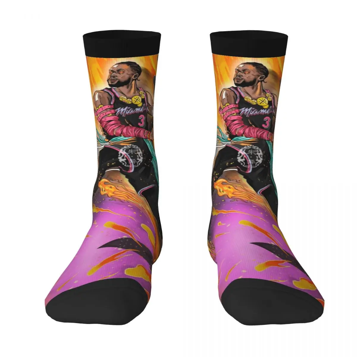 

Dwyaneer And Wade D-Wade WOW 2023 Basketball Stars (7) Socks Novelty BEST TO BUY Geeky Color contrast Knapsack Elastic Stockings