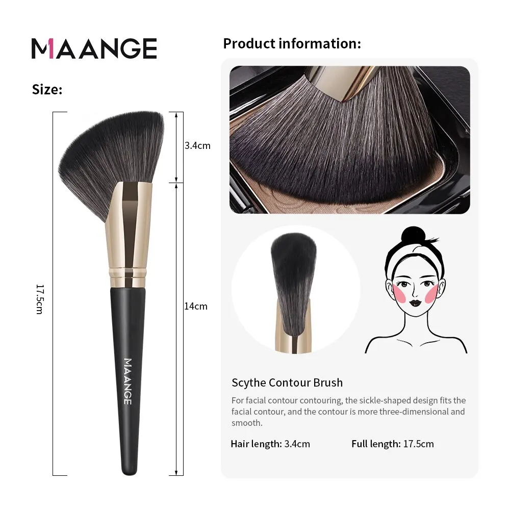 MAANGE Dense Blush Bronzer Brush Angled Makeup Brush Premium Brush Perfect For Face Contouring Highlighting For Creams Powders 5