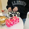 Retro Canvas Women's Cosmetic Bag Simple Plaid Girls Pencil Case Leopard Print Ladies Lipstick Storage Bag Small Wallet Handbags 2