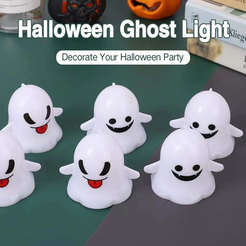 6PCS Ghost Lamp Ghost Decor Ghost Night Light Halloween Decorations Halloween Ghost Decor Cute Ghost Decor Halloween Led Lantern Light Horror Spooky