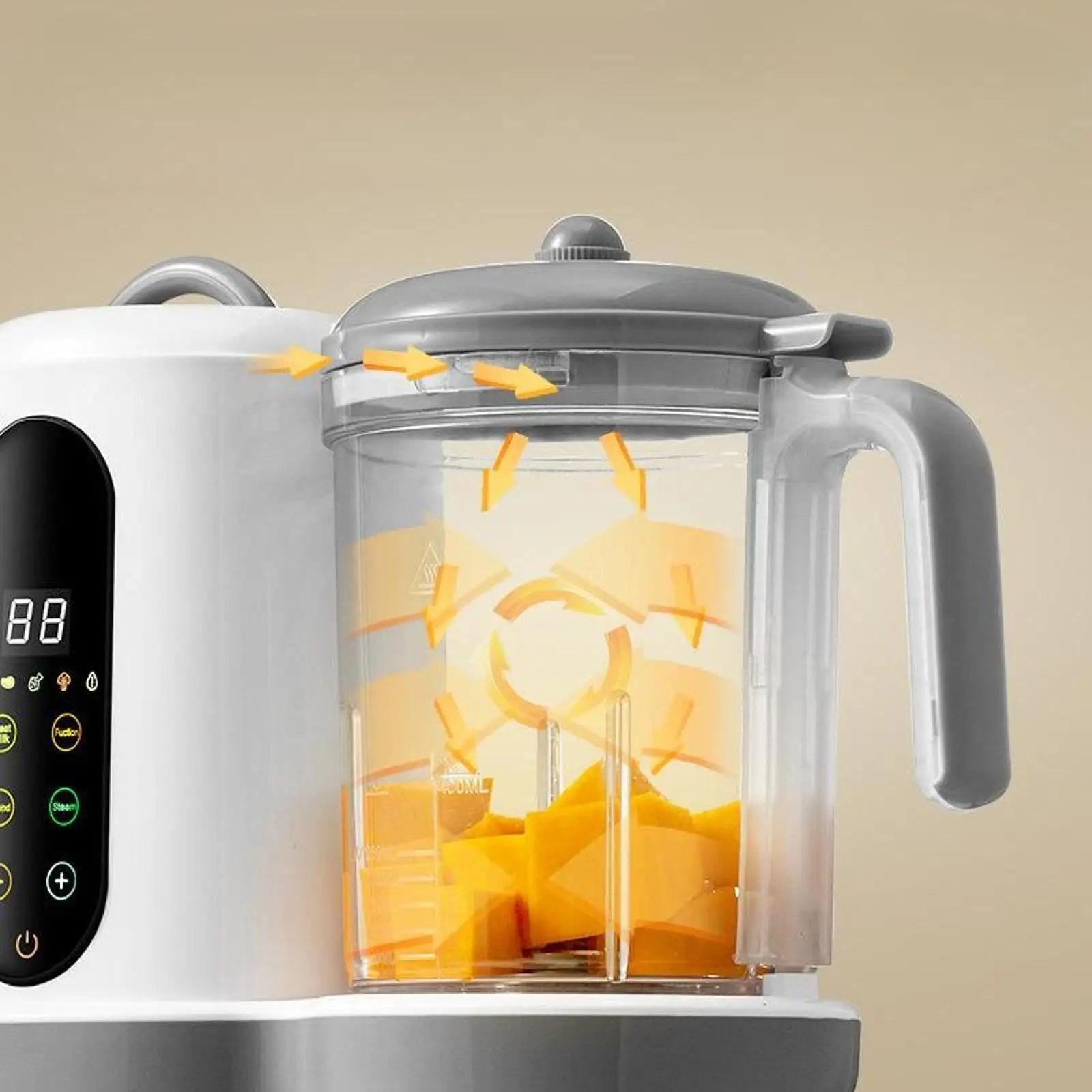 Baby Food Steamer Touch Screen Control Puree Machine Blending Multifunctional Cooking with Digital Timer for Home Picnic Kitchen 6