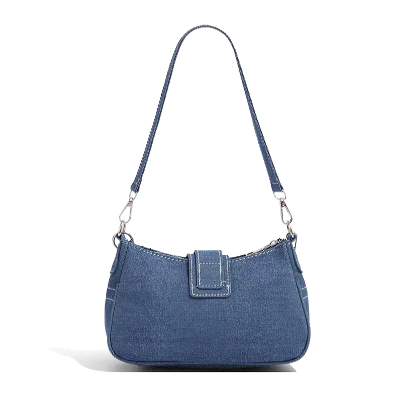 Mode frauen Handtaschen Denim Sterne Muster Coole Mädchen Y2K Unterarm Tasche Leinwand Weibliche Kleine Schulter Taschen Kette Einkaufstasche – Detail 11