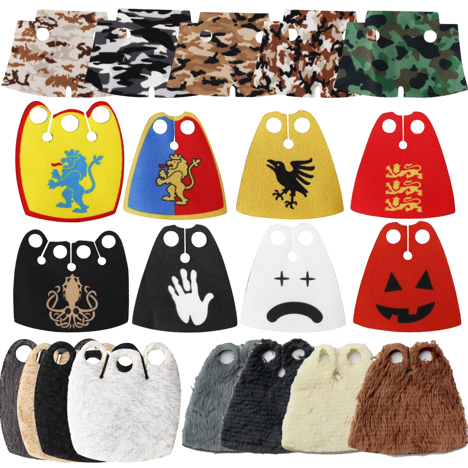 MOC Officer Cape Building Blocks Kit Medieval Lion Knights Figures Accessories Shawl Imitation Fur Cloak Bricks Toys Boys Gift 2