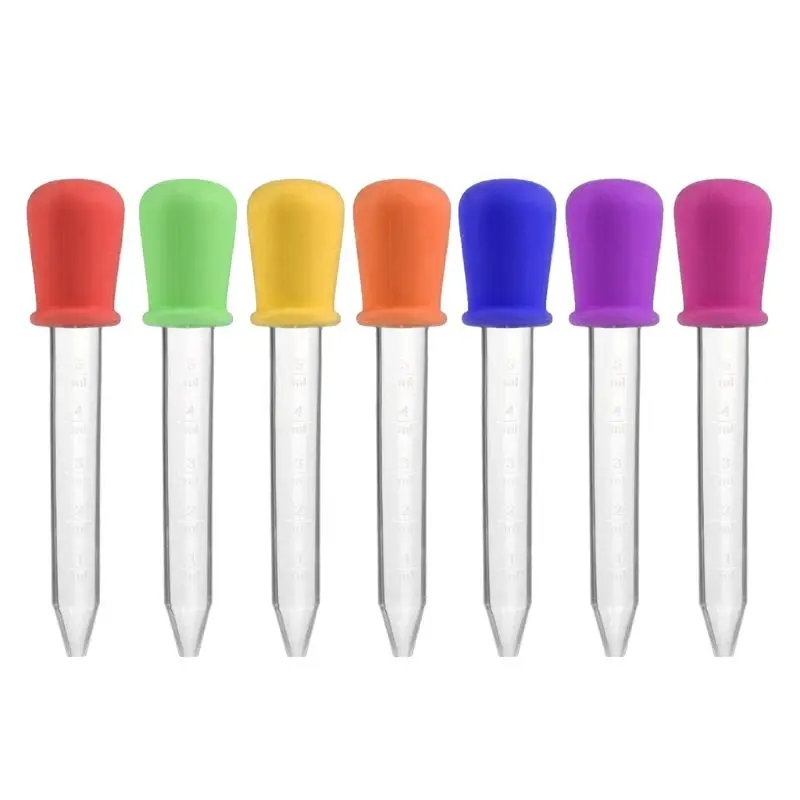 5pcs Liquid Droppers with Bulb Tip, 5ml Silicone Clear Plastic Eye Dropper  for Kids Candy Mold