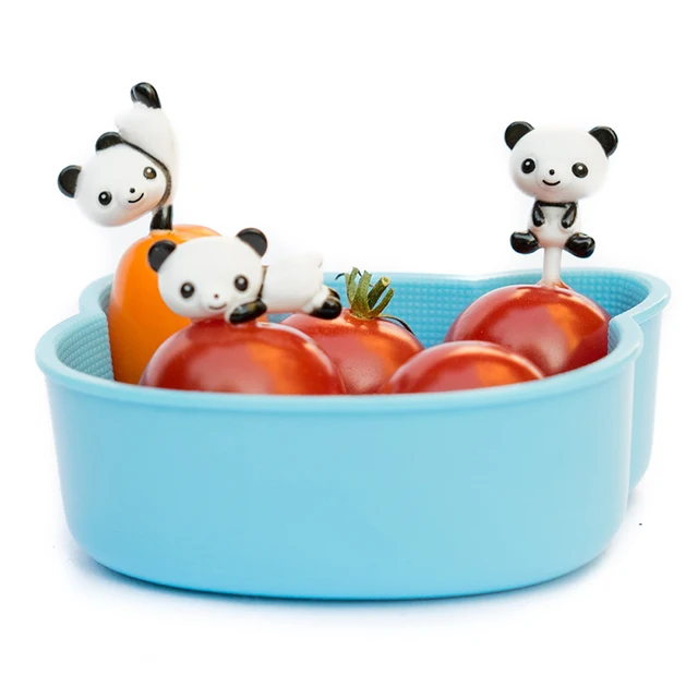 8Db/Set Mini Rajzfilm Panda Gyümölcs Villák Snack Desszert Szedés Sütemény Bento Ebédek Buli Dekoráció Műanyag Állatok - Image 3