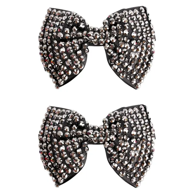 White Pearl Hair Bows With Hair Clips For Girls Kids Boutique Layers Bling Rhinestone Center Bows Hairpins Hair Accessories 2pcs 05